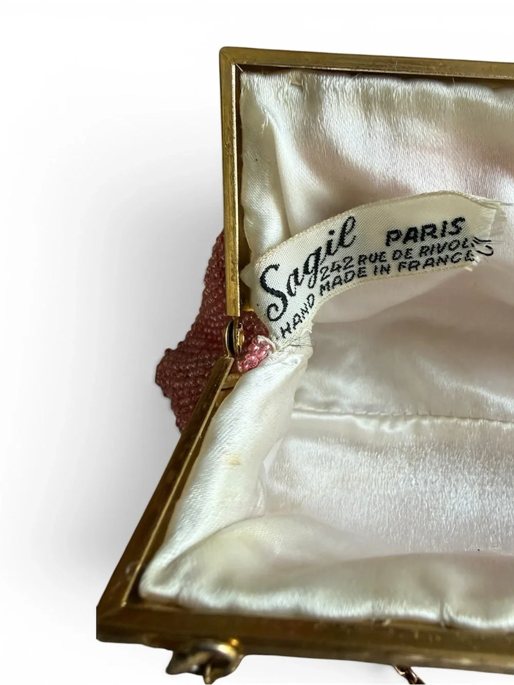 ✨ Rare Saguile Paris Vintage Pink Beaded Evening Clutch - Hand-Made France